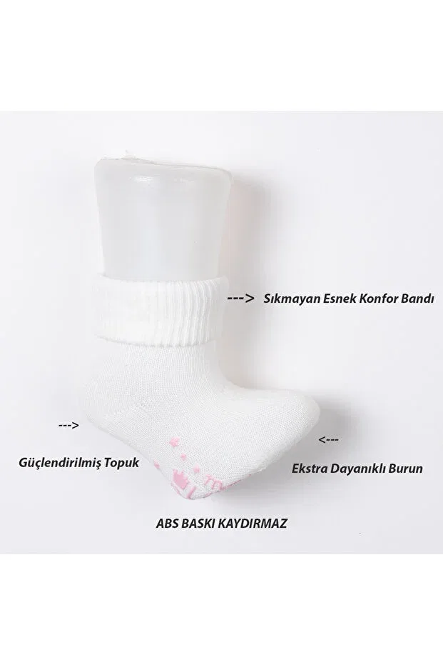 Детские носки для девочек из хлопка 3-комплект Non-Slip abs baby socks for first steps, 3-piece set - soft cotton secure sole Dbg Çorap, Multicolor — фото 2