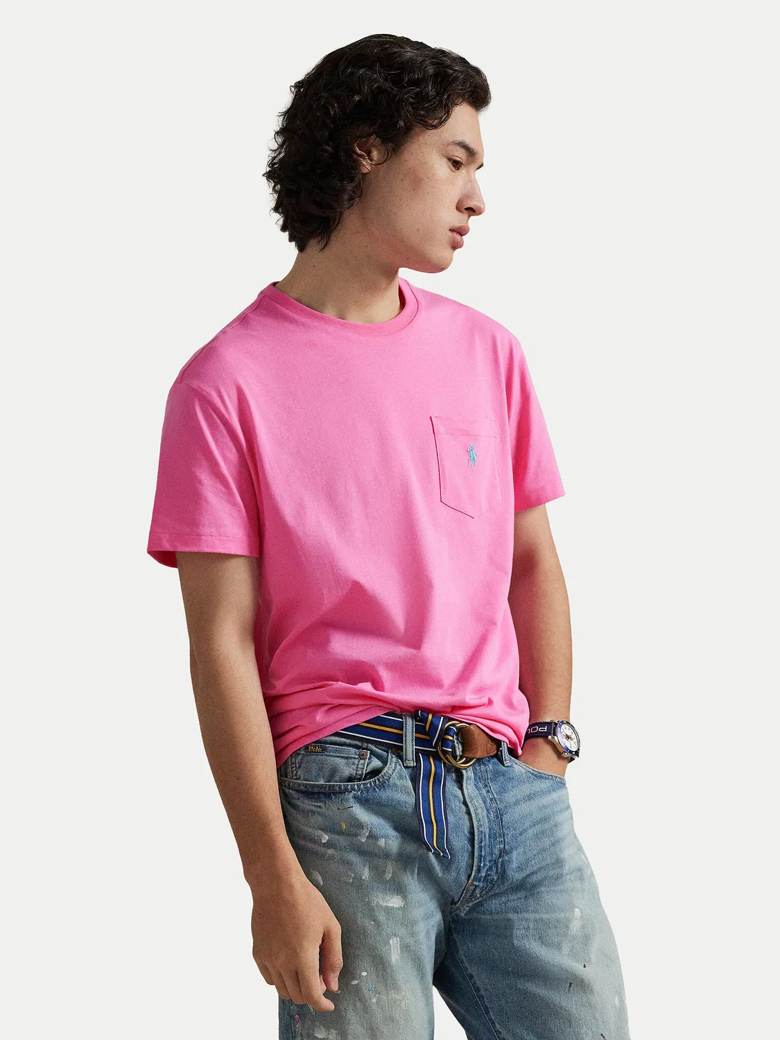 Мужская футболка приталенного кроя Polo Ralph Lauren, розовый