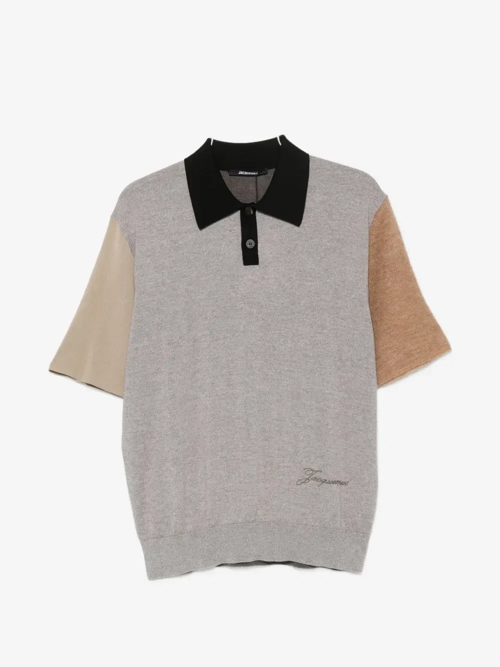 Контрастный свитер-поло JACQUEMUS, серый