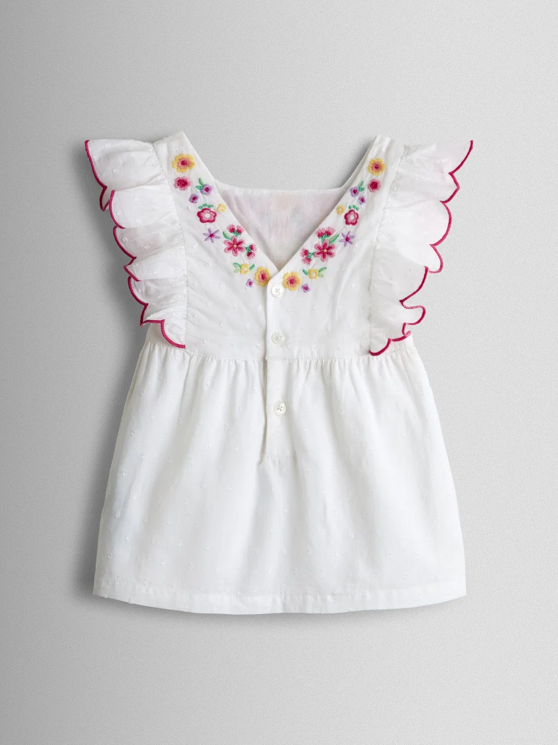 Комплект из топа и шорт с вышивкой, JoJo Maman Bébé, White Strawberry Floral — фото 4