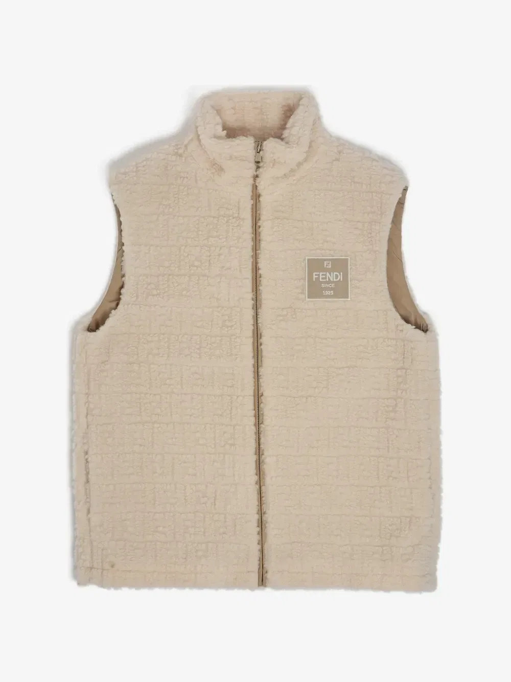 Жилет с тисненым логотипом FF FENDI KIDS, бежевый