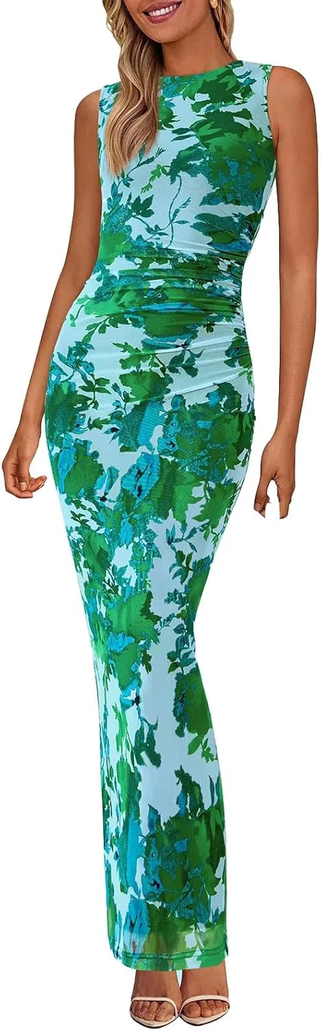 Женское коктейльное макси-платье Satin Sleeveless High Neck, Light Green