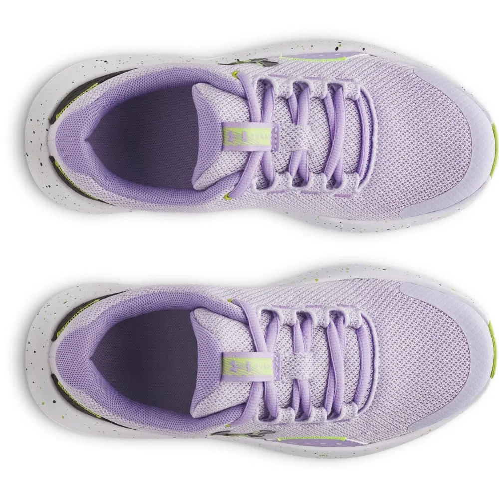 Детские кроссовки для девочек легкие с принтом Grade School Surge 4 Under Armour, Black Purple Yellow Reflective — фото 4
