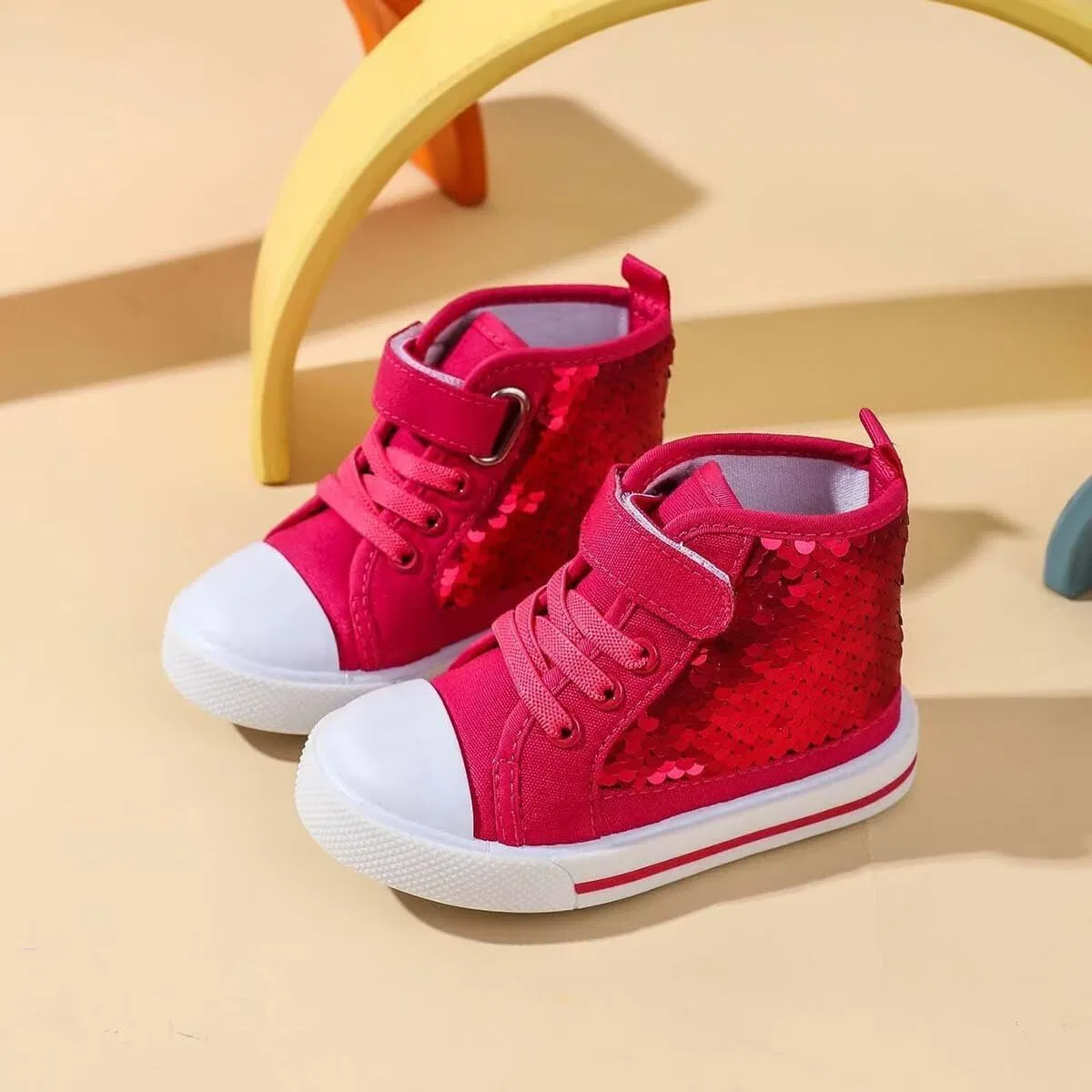 Детские кеды с блестками Classic Sequins Canvas Sneaker JOEupin, Rose — фото 3