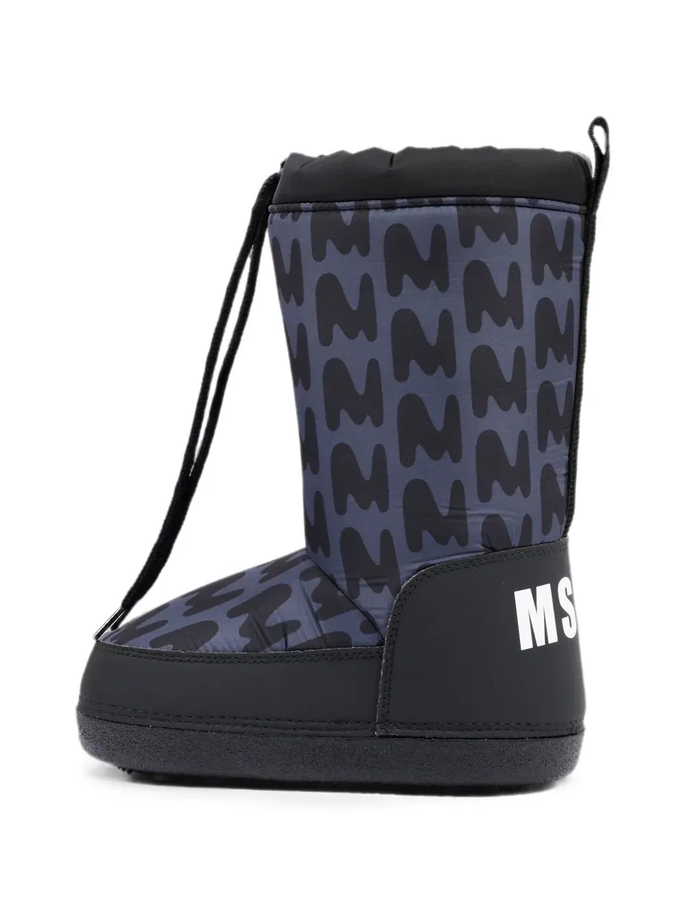 Сапоги дутики на шнурке с монограммным принтом Msgm Kids, черный — фото 4