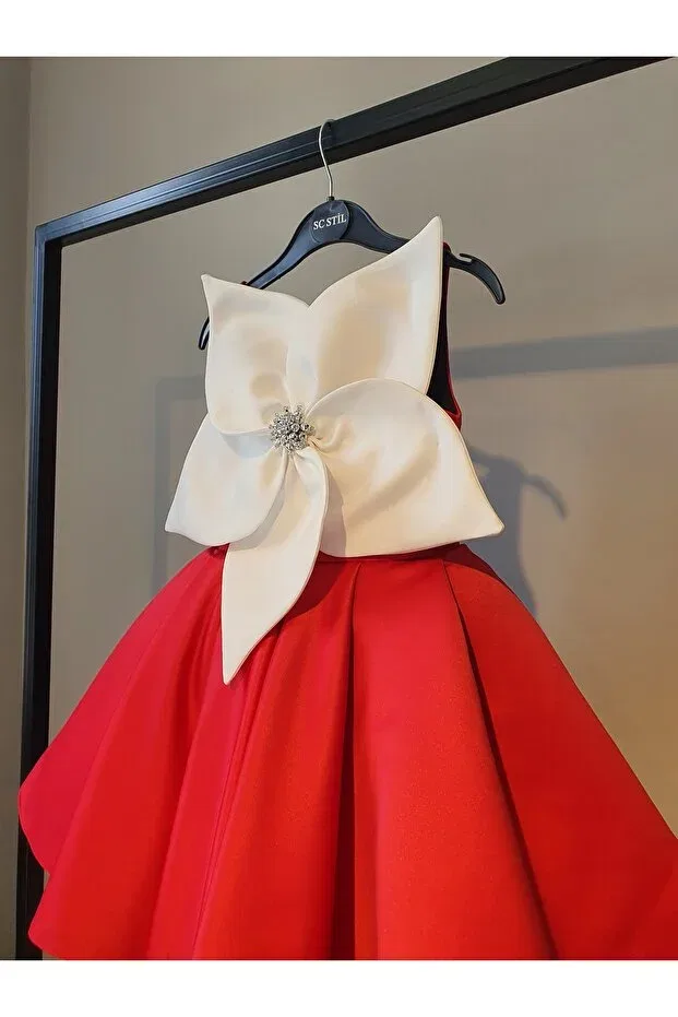 Детское платье для девочек хлопковое Red orchid dress Scstil, Red — фото 3