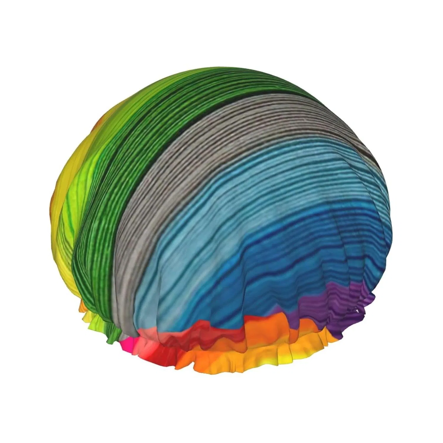 Двойная водонепроницаемая шапочка для душа с регулируемой резинкой, Rainbow Color Stripe Hlbsdm