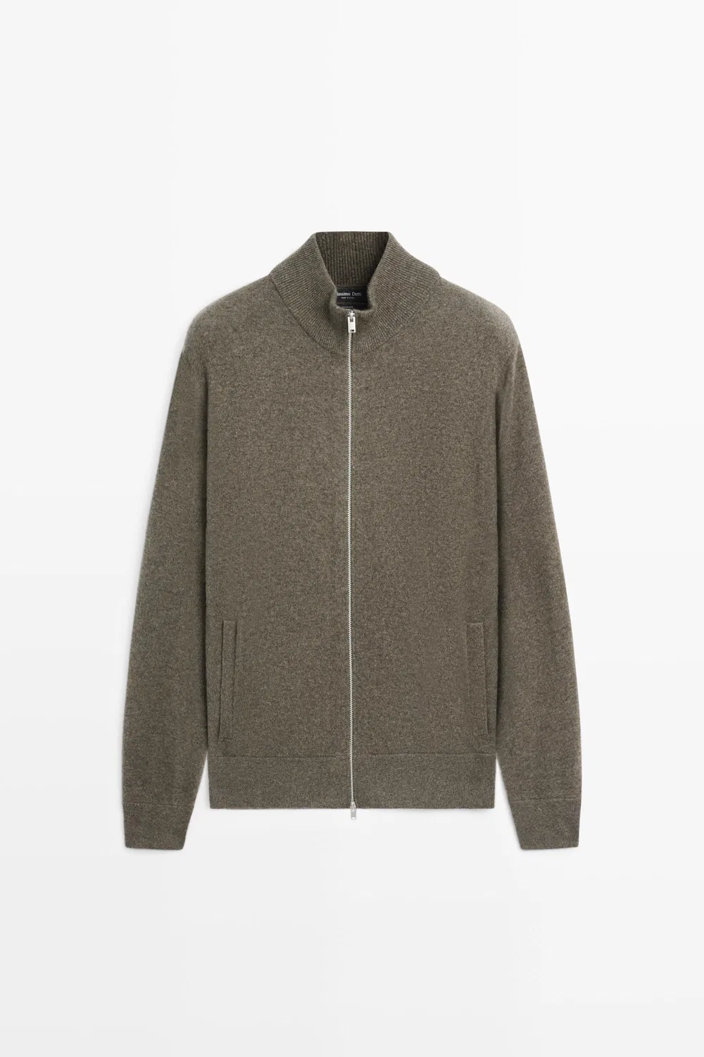 Кардиган Massimo Dutti 100% Cashmere Zip-Up Knit, зеленоватый — фото 2