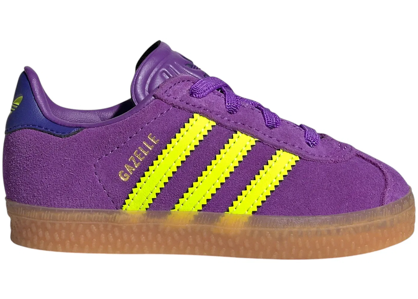 Детские кроссовки с закрытием на липучке Adidas Gazelle Comfort Closure, Active Purple Solar Yellow Collegiate Purple