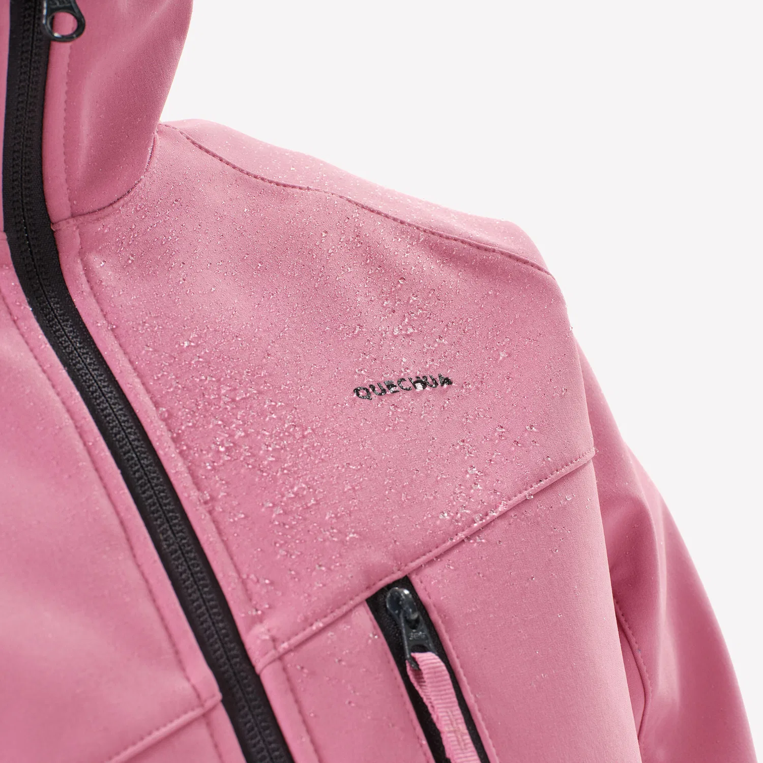Детская ветрозащитная куртка для мальчиков и девочек Softshelljacke Kinder Wandern Große 123-172 - MH900 Quechua, Altrosa Rauchschwarz — фото 3
