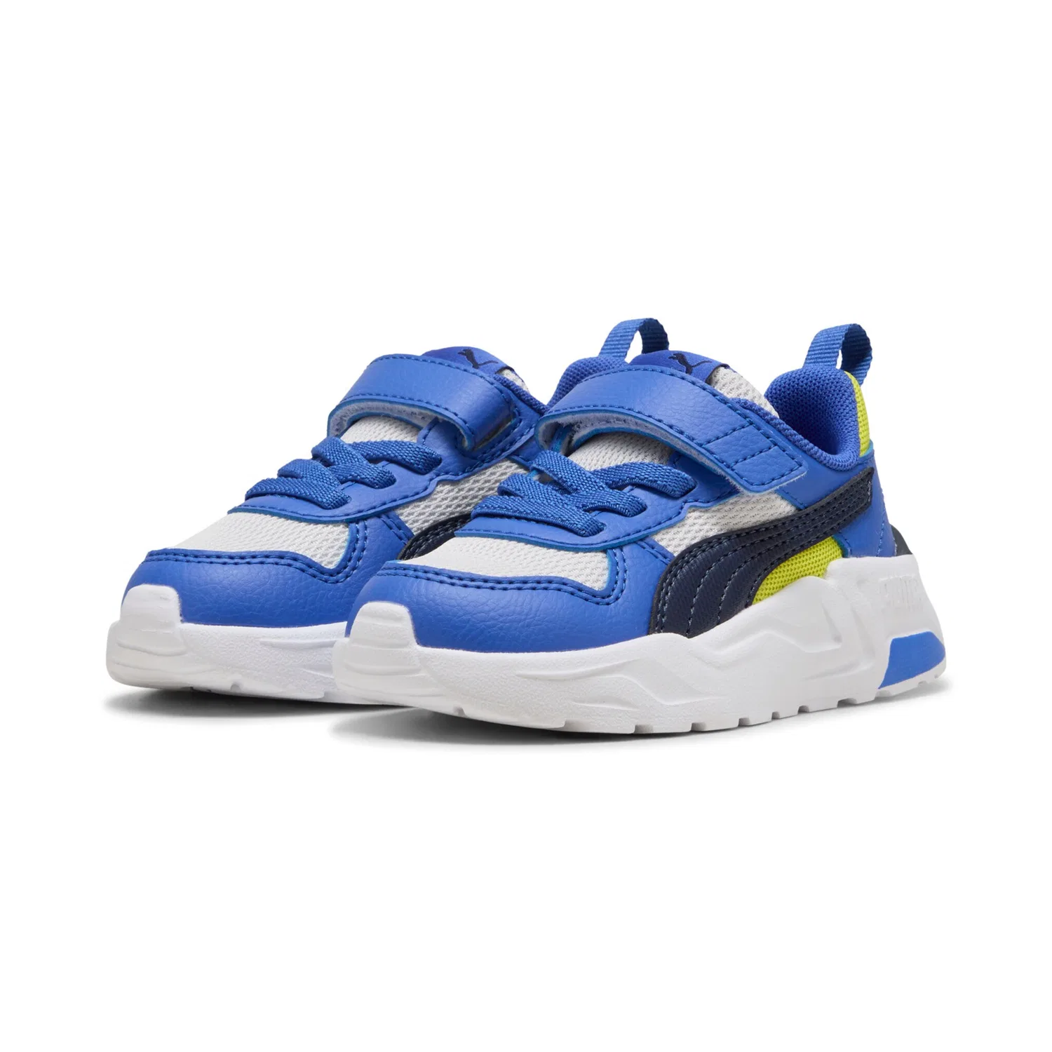 Детские кроссовки с атм. верхом CMEVA PUMA, Feather Gray-PUMA Navy-Royal Sapphire