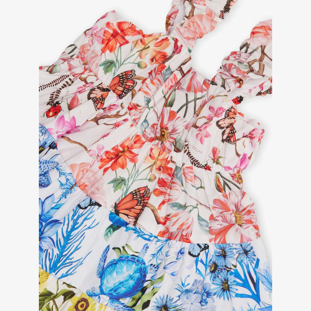 Платье Lapin house x mary katrantzou из эластичного хлопка с ботаническим принтом и оборками на бретелях, мультиколор — фото 2