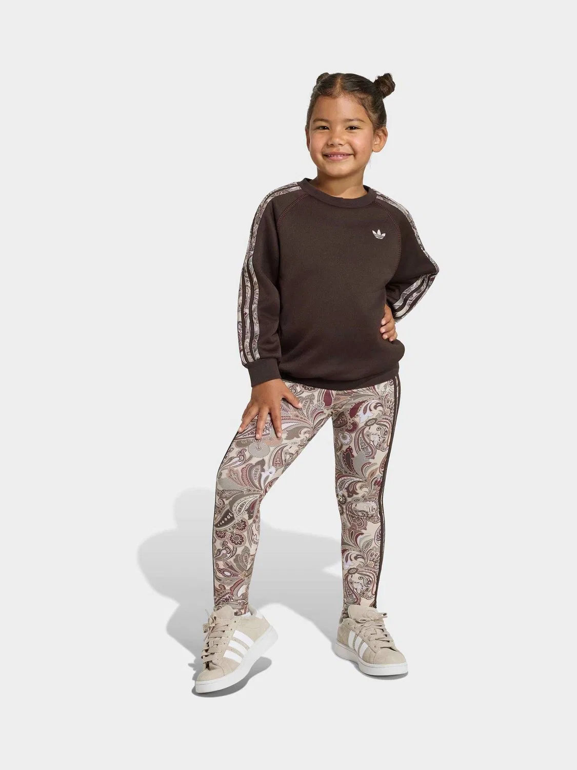Спортивный костюм adidas Originals x Liberty London Oversized Crew and Tights Set, коричневый