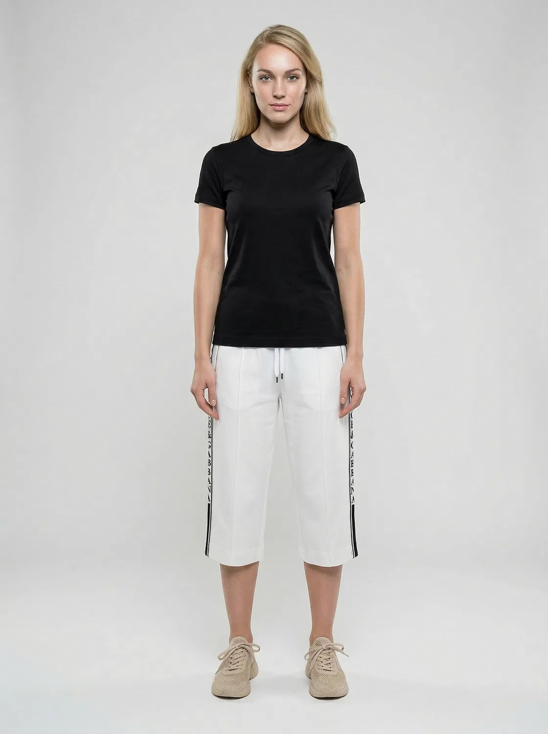 Женские укороченные брюки из вискозы с эластаном White Elastane Cropped Pants Dolce & Gabbana, White