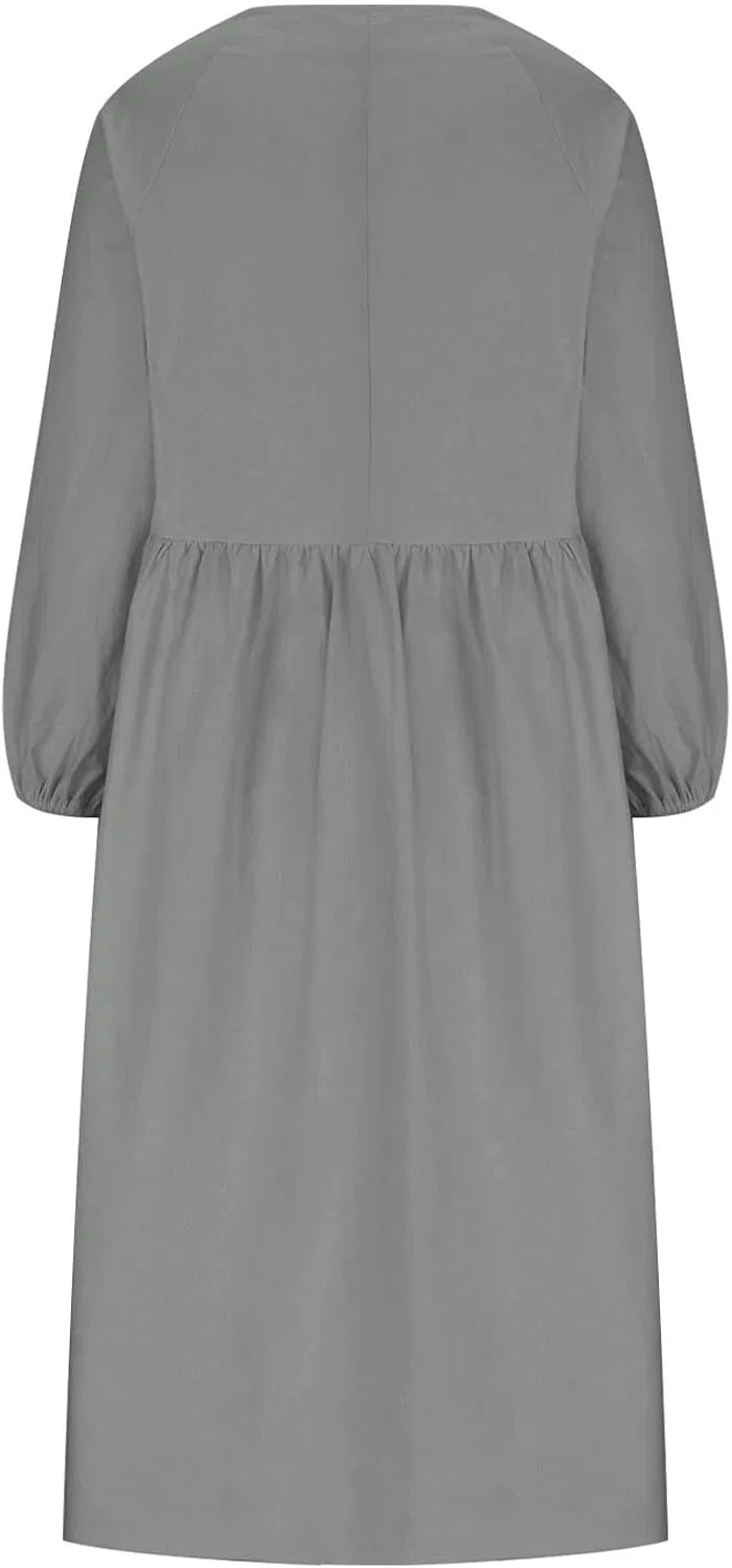 Женское плюс-сайт платье-туника свободного кроя Long Sleeve Maxi, Gray — фото 3