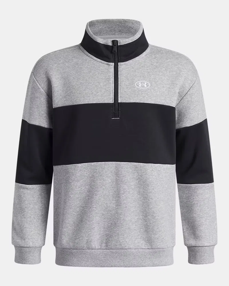 Джемпер на молнии из хлопкового флиса с начесом свободного кроя UA Rival Fleece UnderArmour, Mod Gray Light Heather/Ultimate Black/White