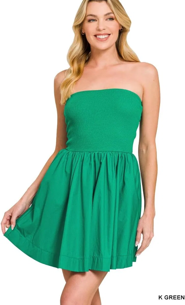 Женское мини-платье с расклешенной юбкой Tube Top, Green — фото 2