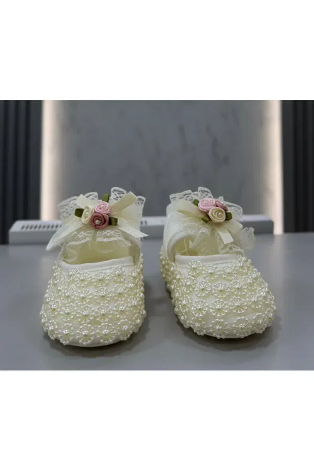 Детские ботиночки для девочек с цветочным принтом Bircan Baby, White — фото 2