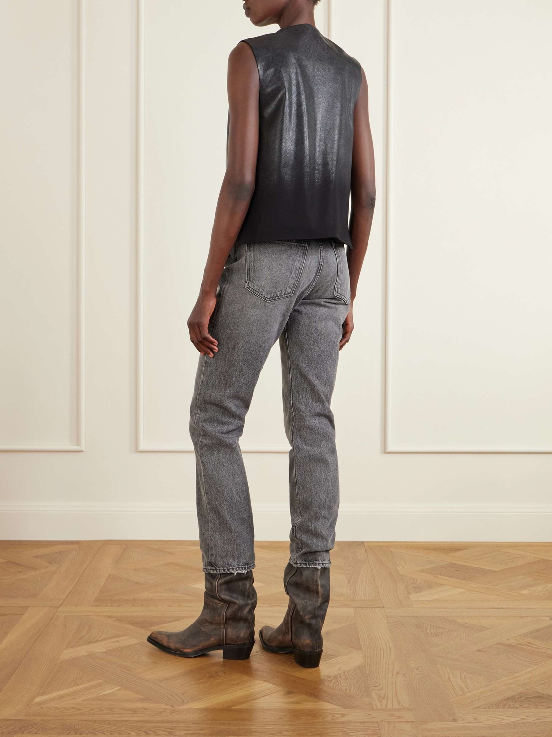 Жилет Acne Studios Degradé Coated-woven, черный — фото 3
