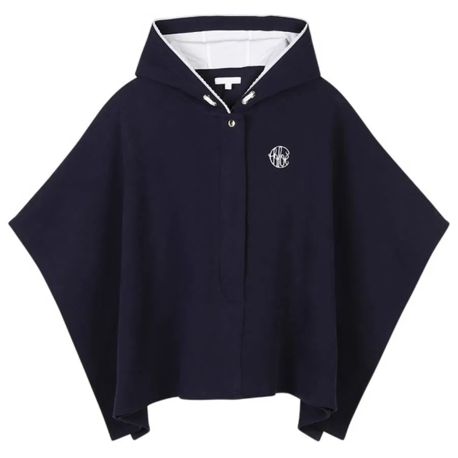 Детская накидка с капюшоном и логотипом Chloe Kids Logo Embossed Cotton Cape Chloé, Navy