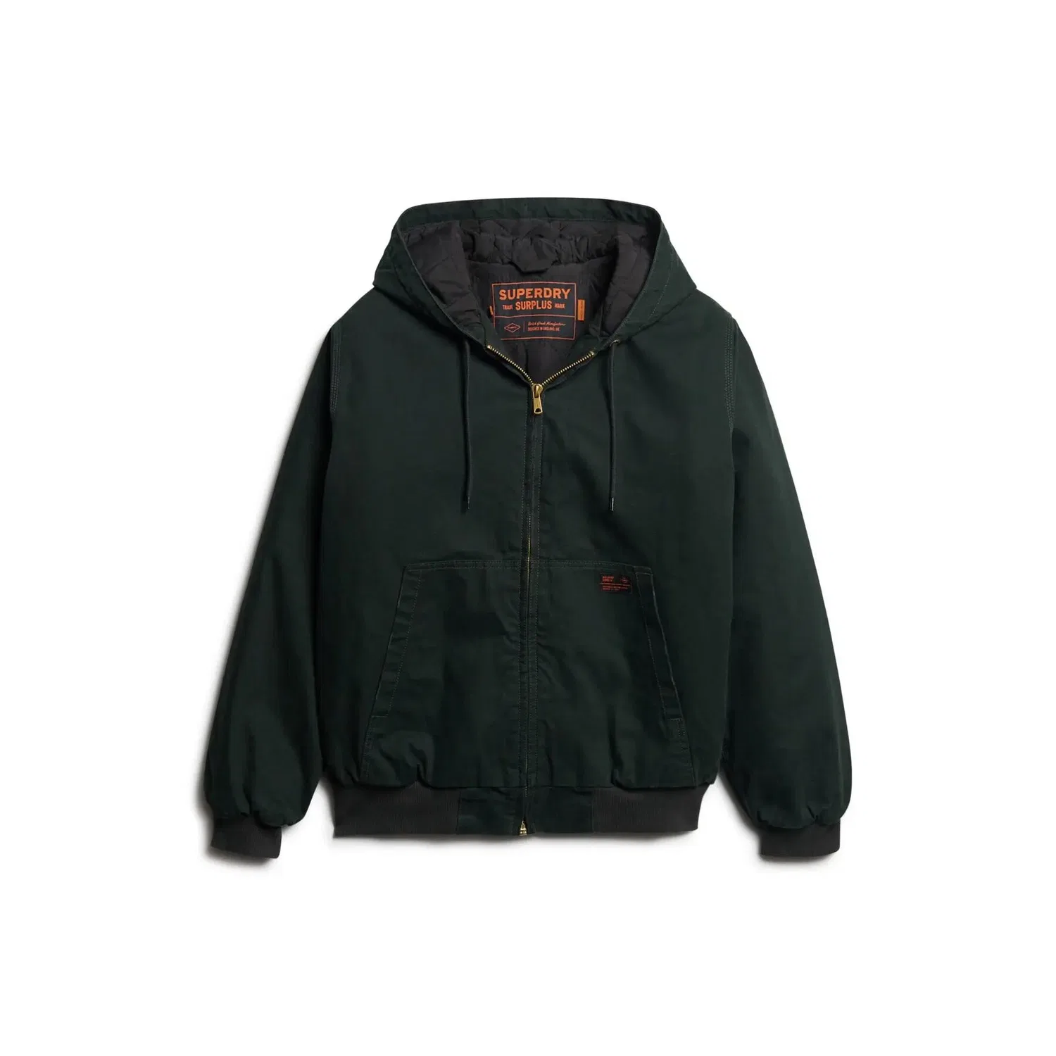 Мужская стеганая куртка-бомбер с капюшоном Surplus Superdry, Зеленый