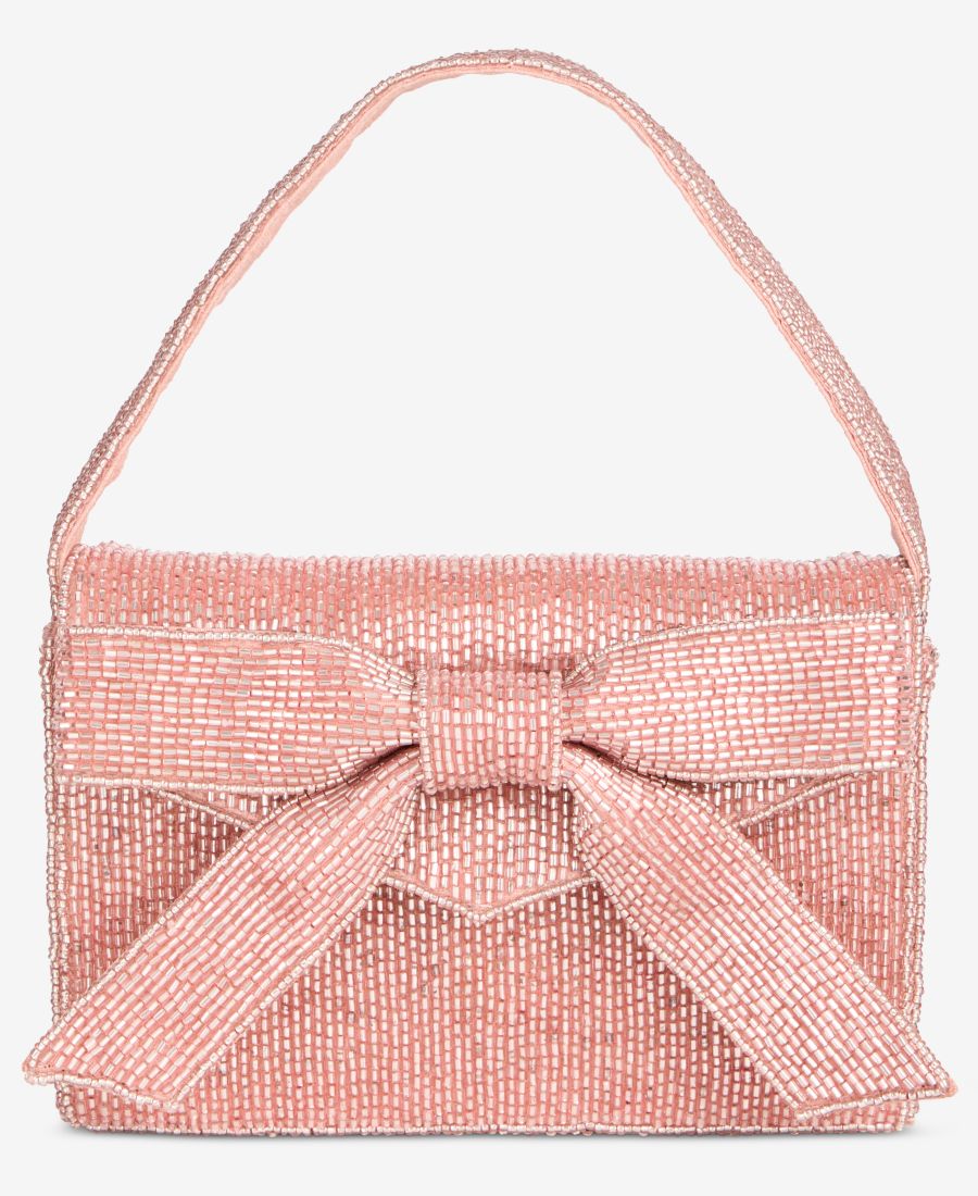 

Миниатюрная сумка с верхней ручкой и бантом из бусин On 34th, Beaded - Silver Pink