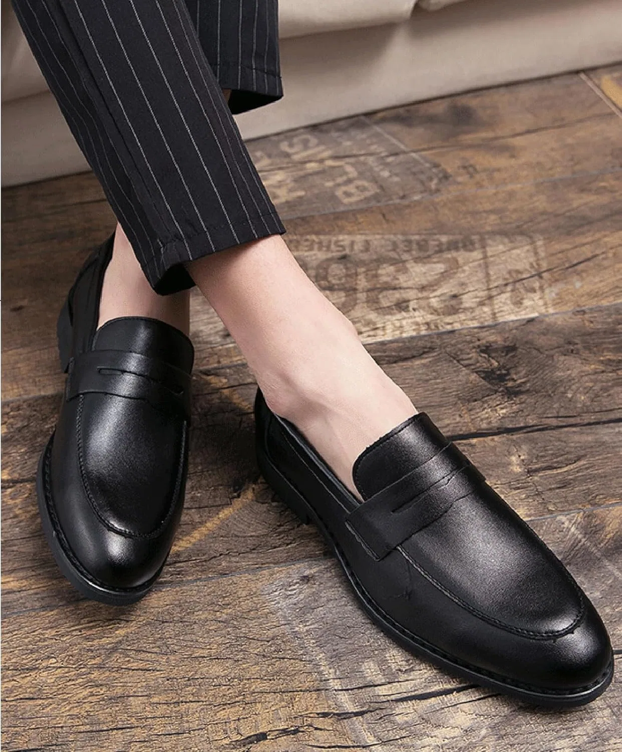 Лоферы Penny Loafers Classic Slip-On Dress Shoes Faux Leather, Black HHMYJUQA — фото 2