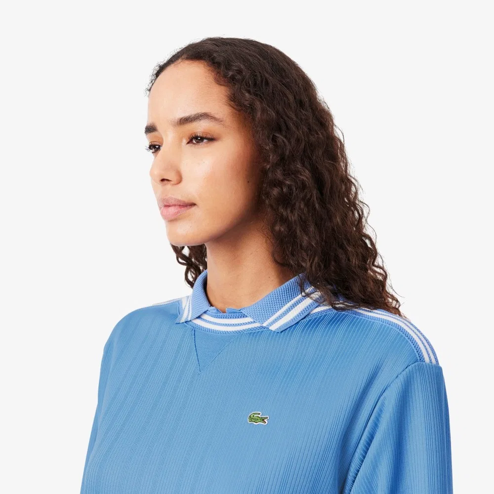 Свитшот Lacoste Тёмно-синий с ребристой отделкой — фото 2