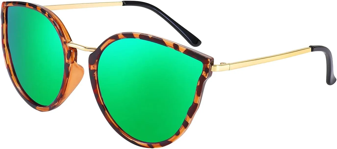 

Винтажные поляризованные солнцезащитные очки FEISEDY «кошачий глаз» для женщин, большие круглые солнцезащитные очки с антибликовым покрытием, модель B7000, Leopard