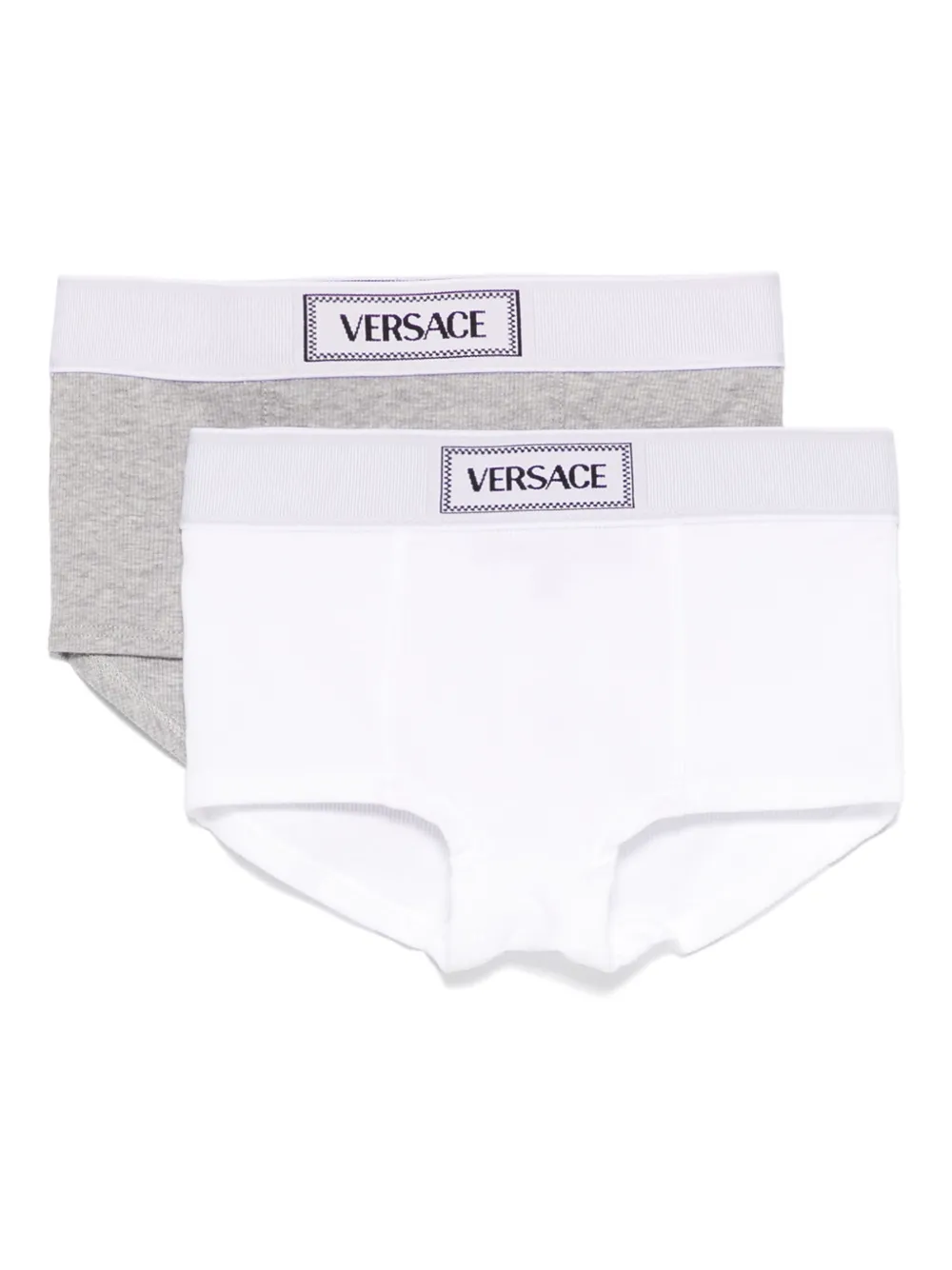

Комплект из двух трусов-брифов с логотипом Versace Kids, серый