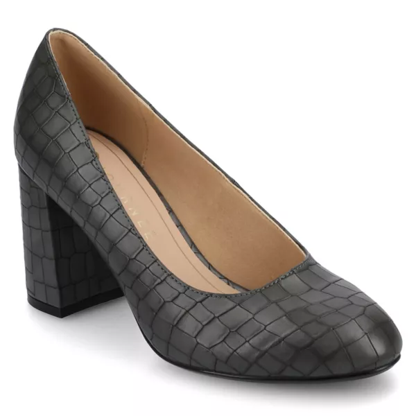 Серфина закрытые туфли на устойчивом каблуке Journee, цвет croco charcoal