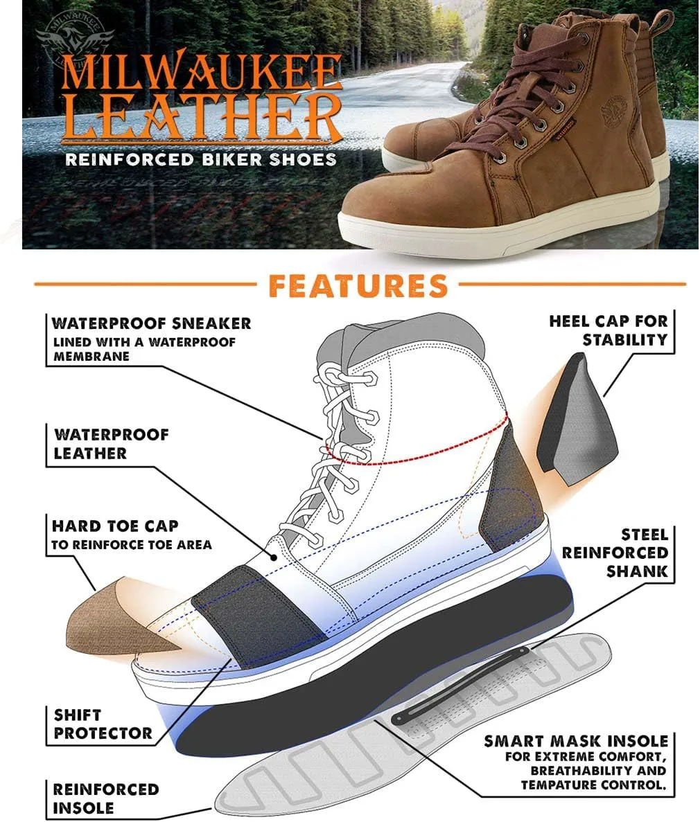 

Мужские мотоциклетные ботинки Milwaukee Leather - усиленная подошва, стелька с контролем климата, противоскользящая подошва, коричневый