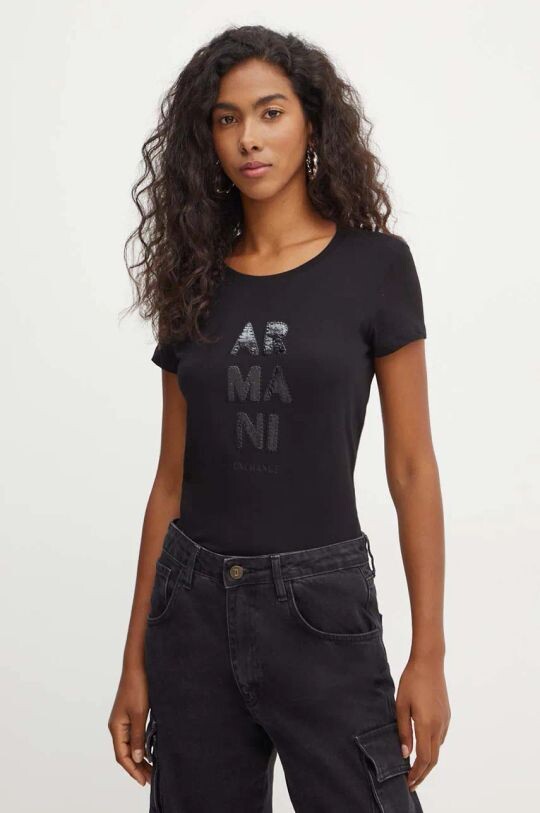 

Хлопковая футболка Armani Exchange, черный