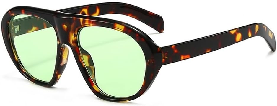 

Модные солнцезащитные очки Melrose Fashion Oversized Pilot для женщин, стильные массивные очки для мужчин в стиле панк с градиентным переходом цвета и защитой от УФ-излучения UV400, Leopard/Green