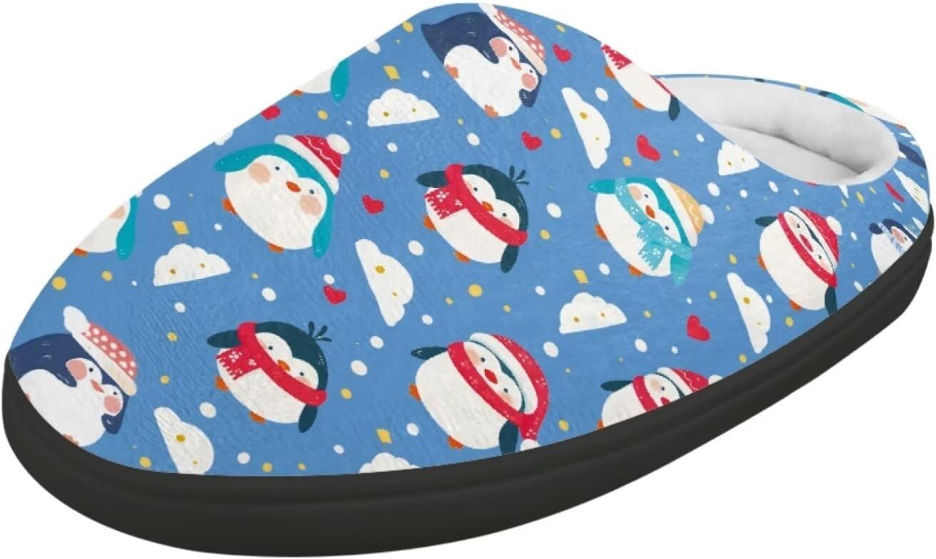 

POLERO Милые тапочки для детей, девочек, зимние теплые домашние тапочки, детские тапочки для мальчиков, Xmas Penguin