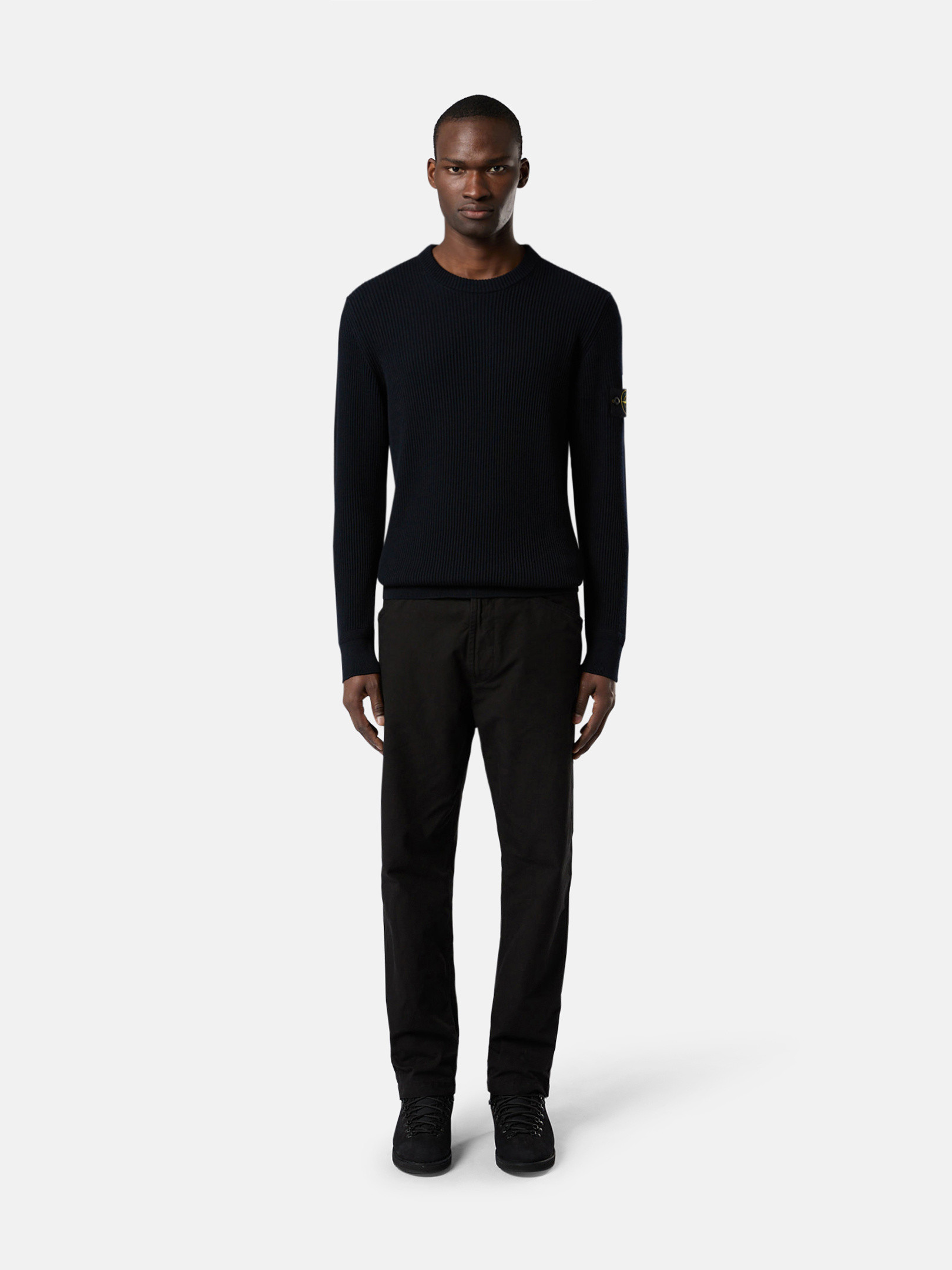 Свитер с круглым вырезом и ребристой отделкой Stone Island 5100053 FULL RIB RWS WOOL, Navy Blue — фото 2