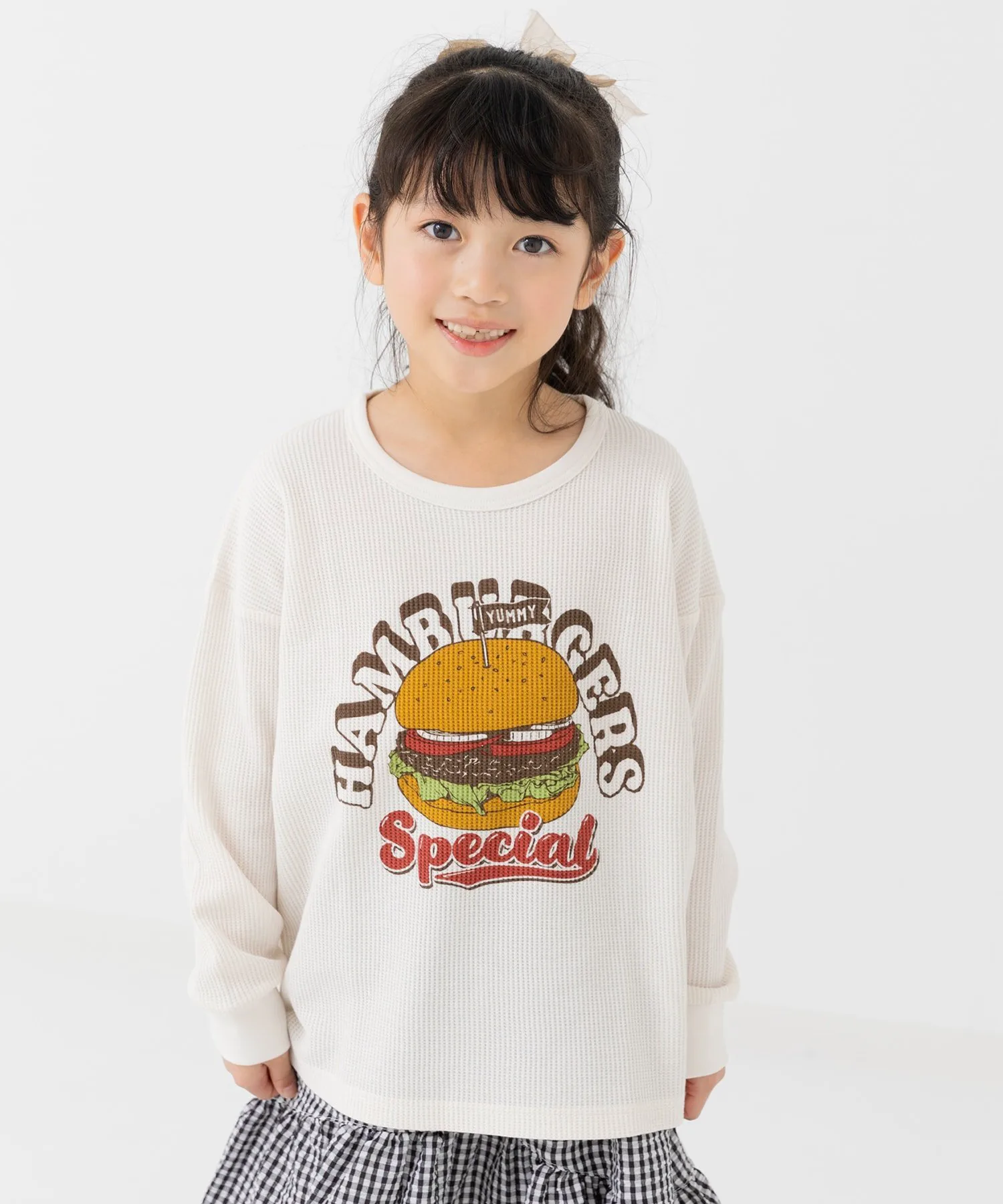 Футболка с длинными рукавами и вафельным принтом Chil2, E Burger/Cream