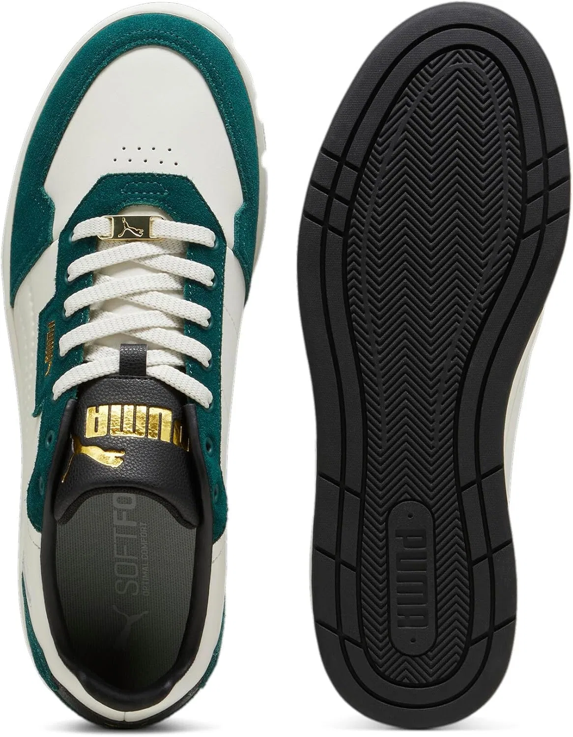 Кроссовки PUMA Unisex Court Classic Lux SD, Vapor Gray Dark Myrtle Puma Gold — фото 4