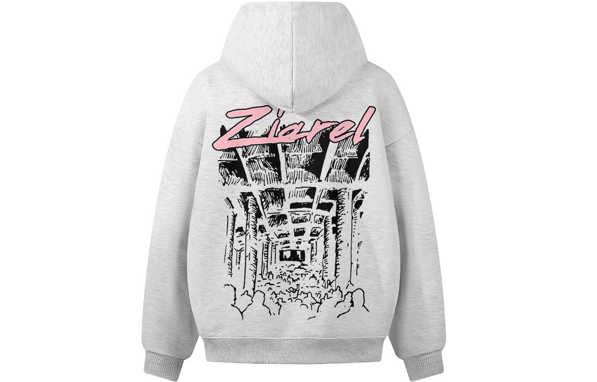 

Толстовка Unisex Hooded Moderate Heavyweight ZIAREL, белый heather серый