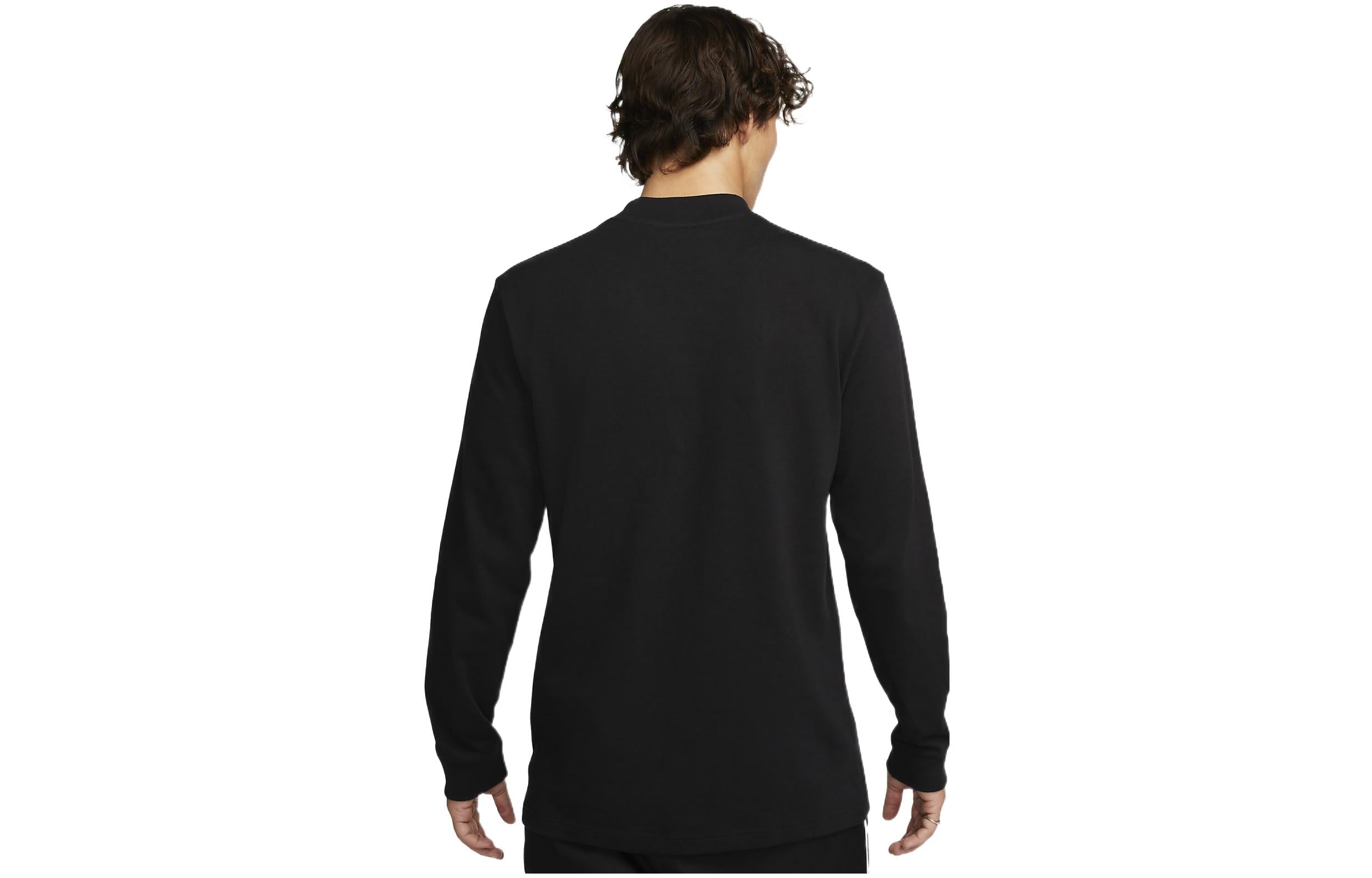 Футболка Nike AS M NL LS MOCK NECK SHIRT 'Black White' DX5869-010, черный — фото 2