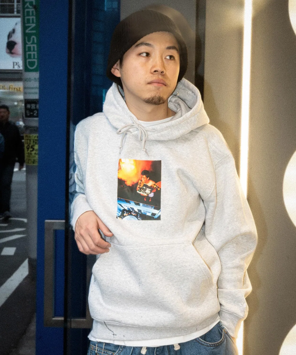 Худи adidas ADI PIC HOODIE, серый, свободный крой, флис — фото 2