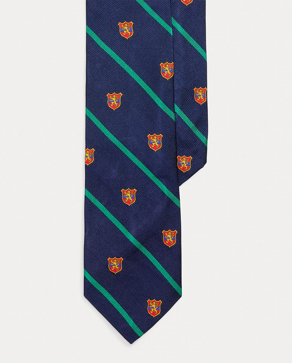 

Шелковый мужской галстук с принтом Polo Ralph Lauren, темно-синий