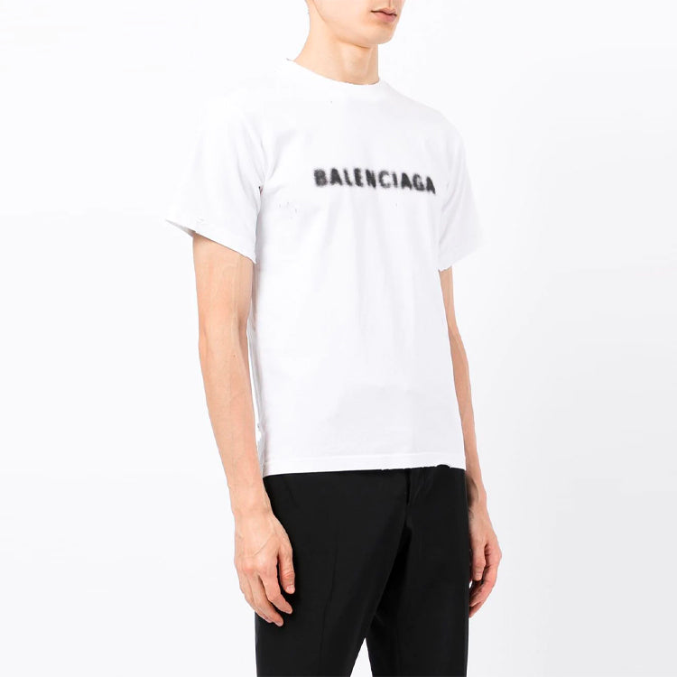 Футболка Balenciaga Blurred Logo T-Shirt 'White Black', белый — фото 4
