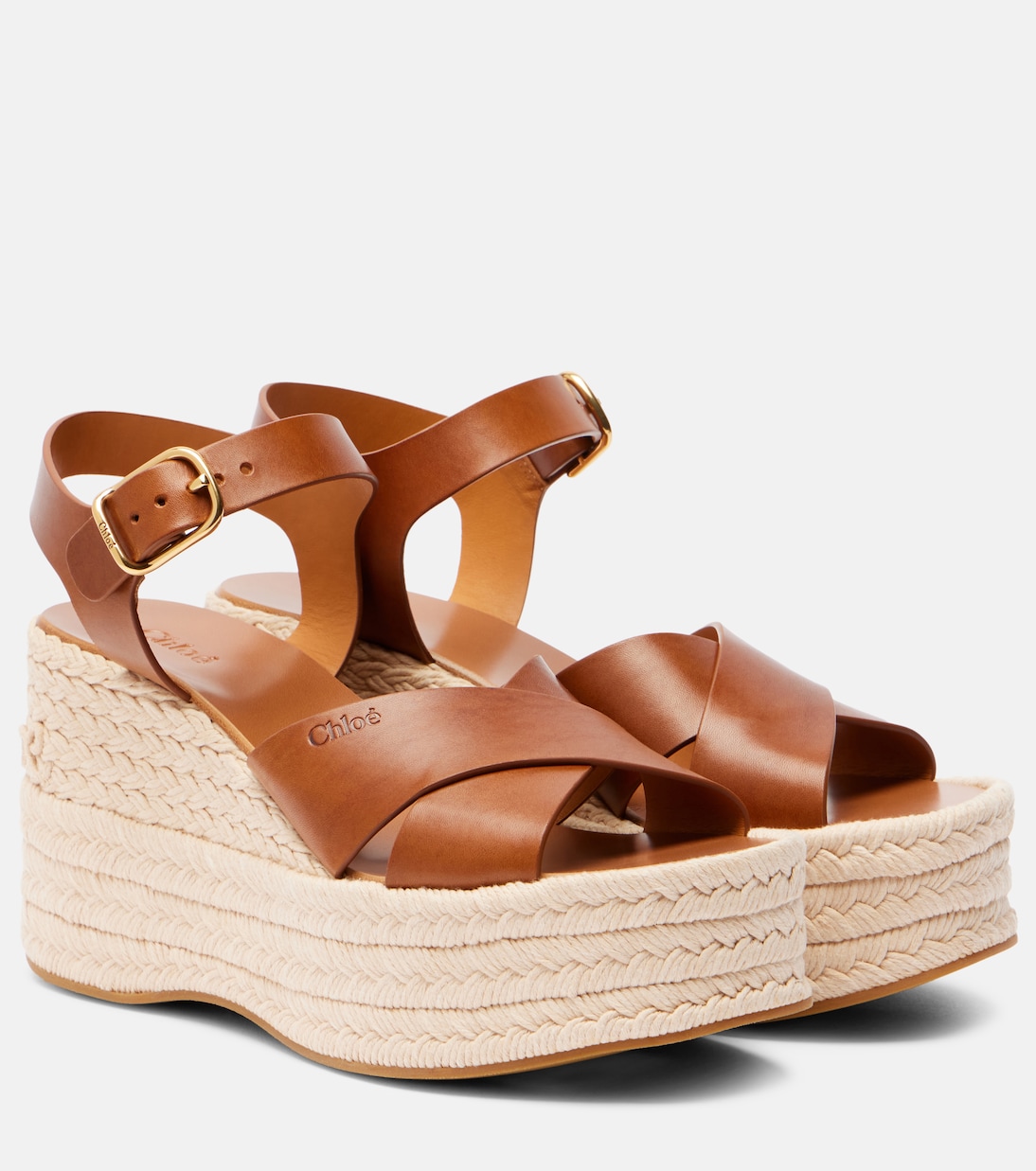 Кожаные эспадрильи Isla на клиновидной подошве Chloé, Ginger Brown