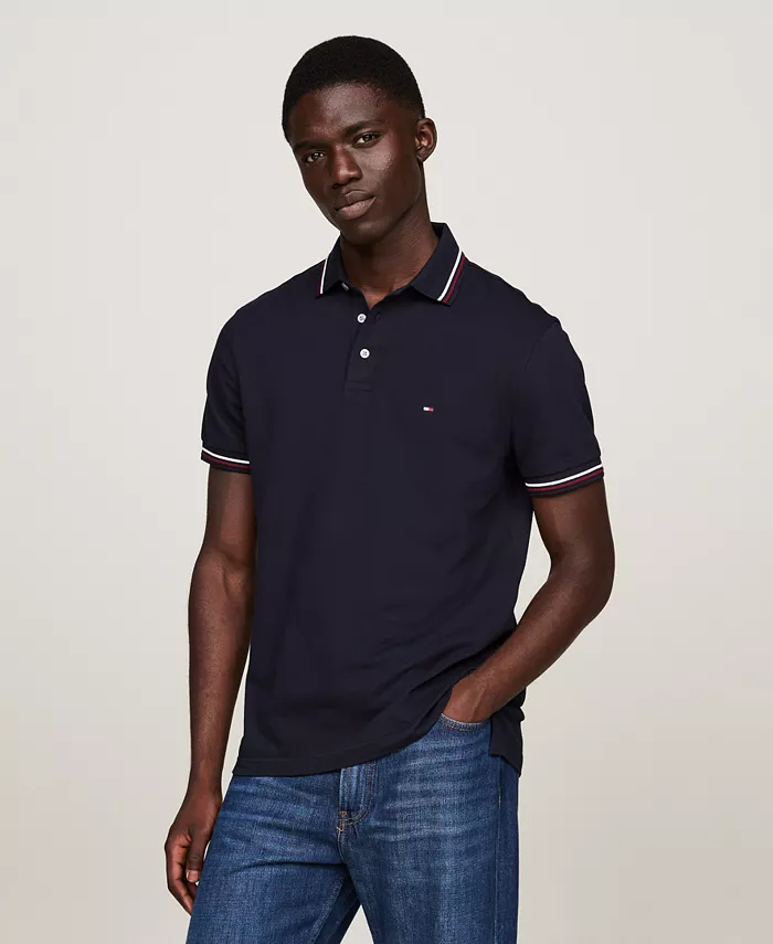

1985 Polo с контрастной отделкой Slim Fit Tommy Hilfiger, синий