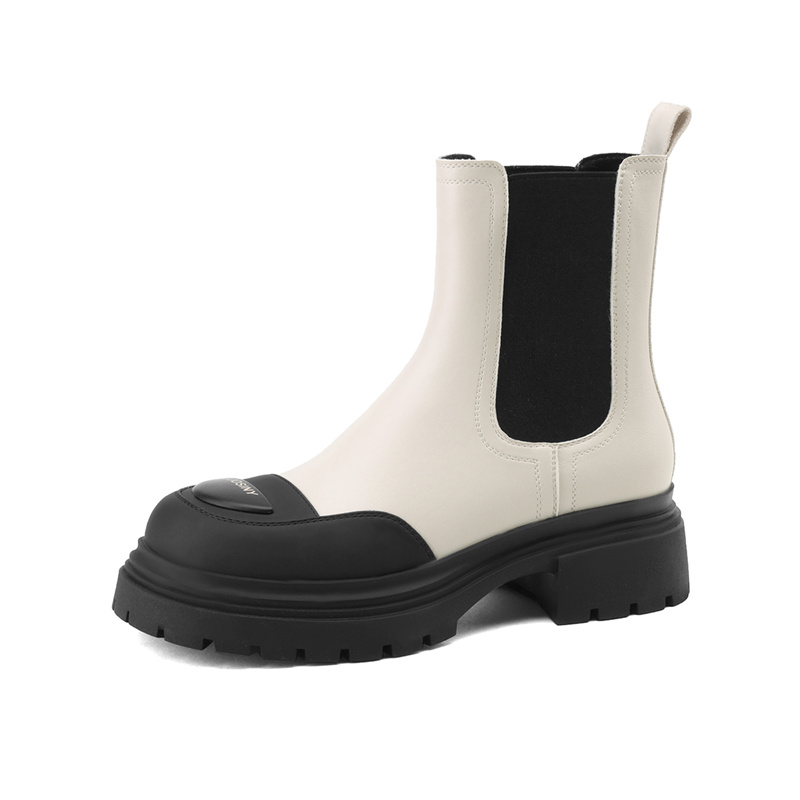 Женские замшевые сапоги Chelsea Boots 5cm Ecru JOSINY, цвет экрю (на флисовой подкладке) — фото 3