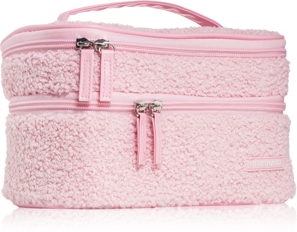 

Аксессуары двухслойная пушистая косметичка Brushart, light pink