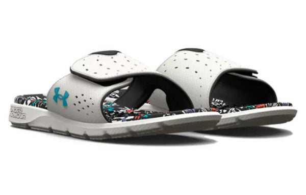 Тапочки ignite 7 graphic footbed slide 'grey mist floral' Under Armour, серый — фото 4