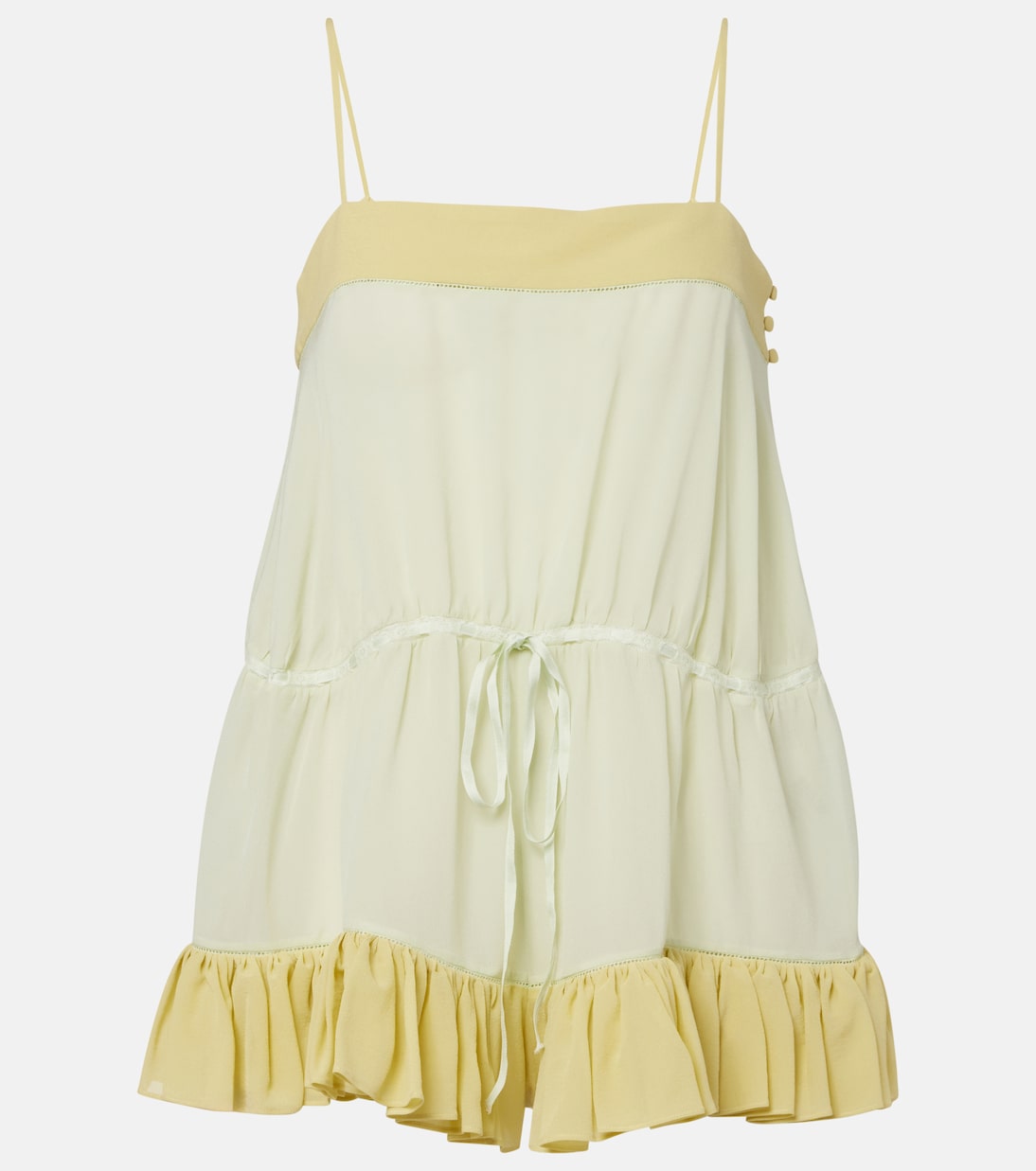 

Шелковый комбинезон с оборками Chloé, Limpid Green