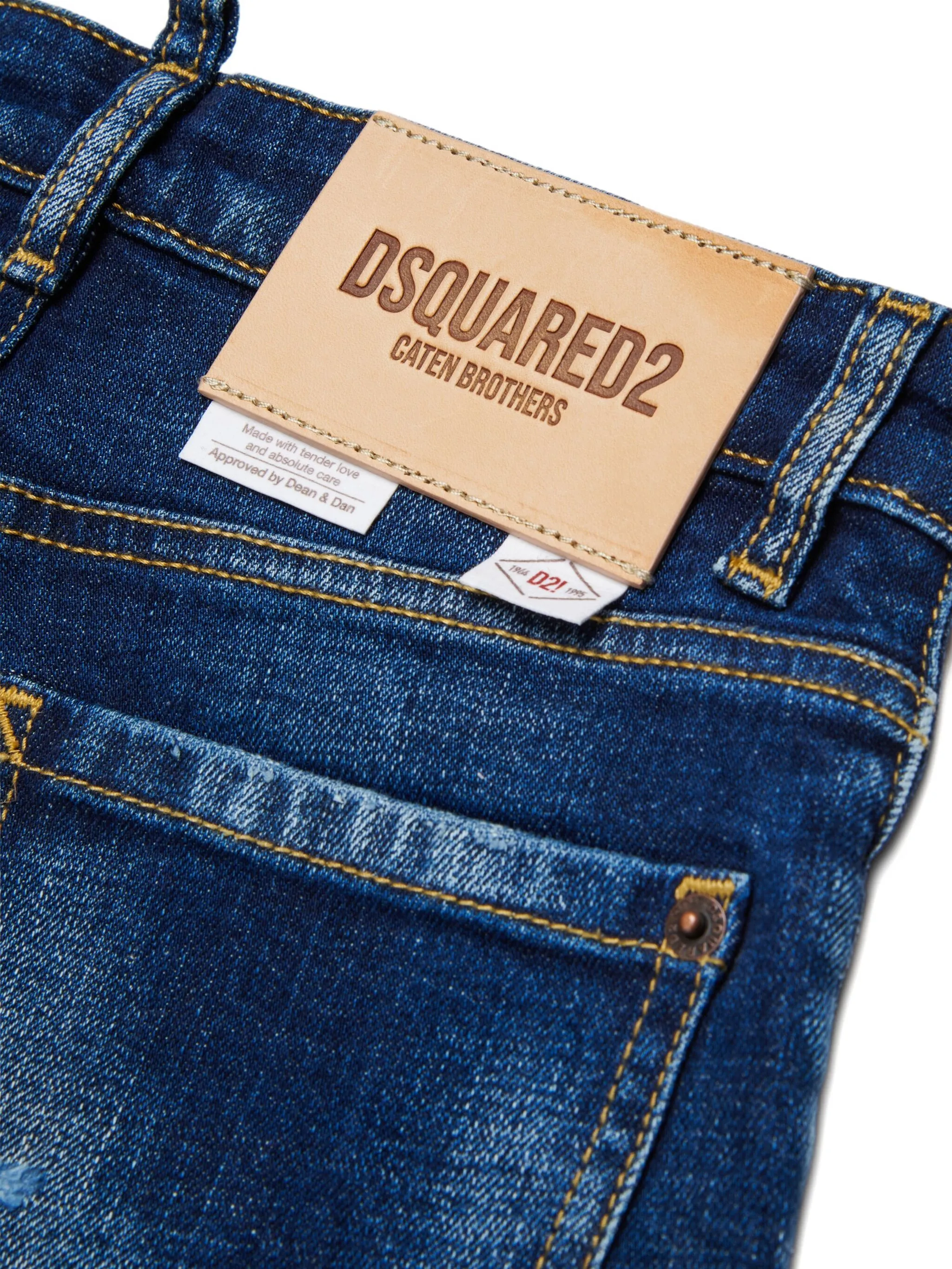 Джинсовые шорты с нашивками Dsquared2 Kids, синий — фото 3